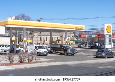 NEW YORK, NY - MARCH 15: A View Of Shell And Citgo Gas Stations On March 15, 2021 In Norwalk, Connecticut.   Oil And Gasoline Prices Were Rebounding After Last Year's Collapse In Fuel Demand.