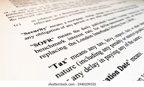 New York, NY - March 19, 2021: Secured Overnight Financing Rate (SOFR) Defined In A Loan Agreement Ahead Of The Risk-free Rate Transition From LIBOR 