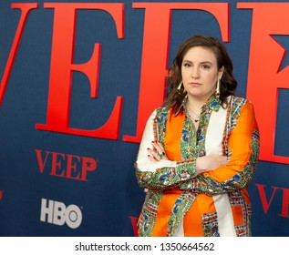 New York, NY - March 26, 2019: Lena Dunham Attends HBO Premiere Of VEEP Final Season At Alice Tully Hall