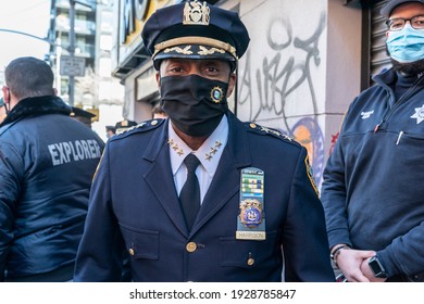 New York, NY - March 3, 2021: Chief Rodney Harrison Attends Police Commissioner Dermot Shea Press Conference To Combat Graffiti And Improve Quality Of Life On Orchard Street