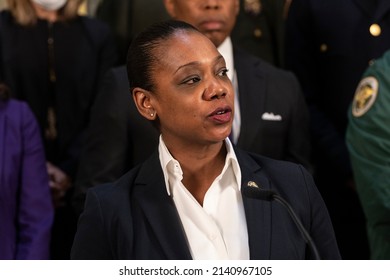 New York, NY - March 30, 2022: Police Commissioner Keechant Sewell Speaks During Mayor Eric Adams Social Services Announcement At City Hall