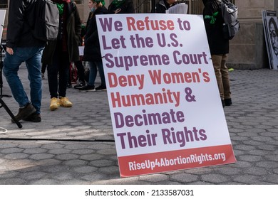 New York, NY - March 8, 2022: Protesters gathered on International Women's Day to demand abortion rights on Union Square