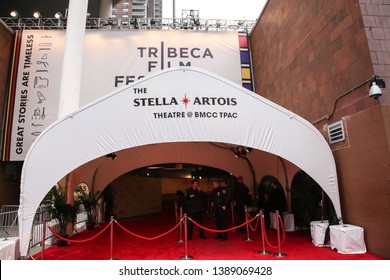 NEW YORK, NY - MAY 03. 2019: Tribeca Film Festival At The Borough Of Manhattan Community College With Red Carpet Entrance To Stella Artois Theater