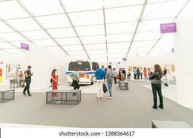 New York, NY - May 2, 2019: Atmosphere during the Frieze Art Fair 2019 VIP Press Preview at Randalls Island 