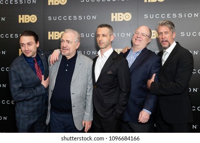 New York, NY - May 22, 2018: Kieran Culkin, Brian Cox, Jeremy Strong, Frank Rich, Alan Ruck Attend HBO Drama Succession Premiere At Time Warner Center