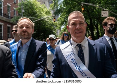 New York, NY - May 22, 2022: Ambassadors Jakub Kulhanek And Gilad Erdan March At Celebrate Israel Parade On A Theme Together Again On 5th Avenue In Manhattan