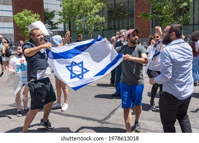 NEW YORK, NY - MAY 23, 2021: Jewish And Pro-Israel Gathered In Solidarity With Israel And In Protest Against Rising Levels Of Antisemitism And Severe Anti-Jewish Attacks May 23, 2021 In New York City.