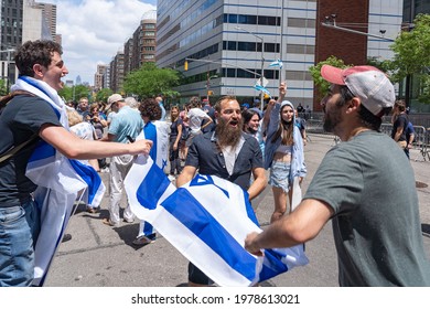 NEW YORK, NY - MAY 23, 2021: Jewish And Pro-Israel Gathered In Solidarity With Israel And In Protest Against Rising Levels Of Antisemitism And Severe Anti-Jewish Attacks May 23, 2021 In New York City.