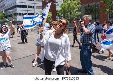 NEW YORK, NY - MAY 23, 2021: Jewish And Pro-Israel Gathered In Solidarity With Israel And In Protest Against Rising Levels Of Antisemitism And Severe Anti-Jewish Attacks May 23, 2021 In New York City.