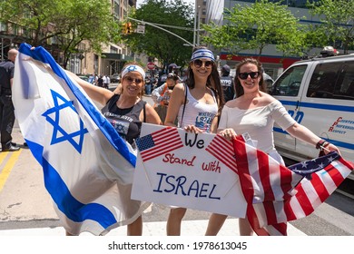 NEW YORK, NY - MAY 23, 2021: Jewish and pro-Israel gathered in solidarity with Israel and in protest against rising levels of antisemitism and severe anti-Jewish attacks May 23, 2021 in New York City.