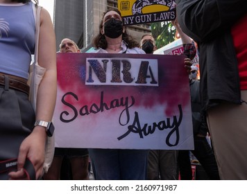 NEW YORK, N.Y. – May 26, 2022: Demonstrators Are Seen During A Rally For Gun Law Reform In Manhattan’s Times Square.