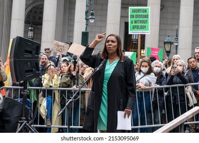 New York, NY - May 3, 2022: New York Attorney General Letitia James Speaks At The Rally On Foley Square For Abortion Rights For Women In Light Of Supreme Court Leak