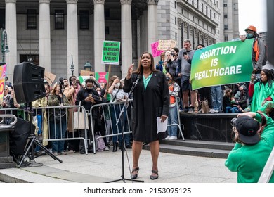 New York, NY - May 3, 2022: New York Attorney General Letitia James Speaks At The Rally On Foley Square For Abortion Rights For Women In Light Of Supreme Court Leak