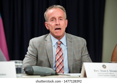 New York, NY May 31, 2019 -    NYS Governor Andrew Cuomo Speaking About LGBTQ Laws. 633 Third Ave, NYC. Here: Rev. Stan J. Sloan, Chief Executive Officer, Family Equality Council