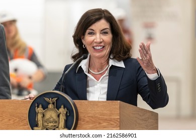 New York, NY - May 31, 2022: Governor Kathy Hochul Speaks During Announcement At Future LIRR Concourse