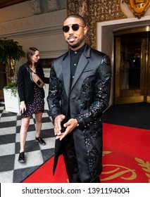 New York, NY - May 6, 2019: Michael B. Jordan Wearing Suit By Coach Leaves The Pierre Hotel For Met Gala On Theme Camp: Notes On Fashion