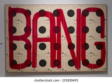NEW YORK, NY - MAY 8, 2014: Painting by Bernie Taupin Bang on display at the opening of Inaugural Downtown Fair Modern and Contemporary art at Lexington Avenue Armory presented by KM Fine Arts gallery