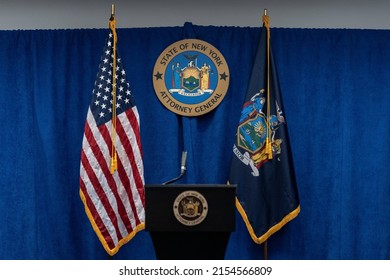 New York, NY - May 9, 2022: Seal Of Attorney General Seen At AG New York Office