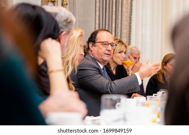 NEW YORK, NY - NOV 19 2019: Former President Of France, François Hollande, Speaks To Guests At The Links Club, On November 19th, 2019, In New York, NY. (Photo By Kari Bjorn)