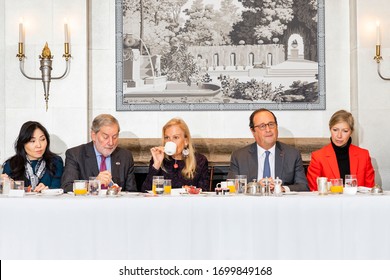 NEW YORK, NY - NOV 19 2019: Former President Of France, François Hollande, Speaks To Guests At The Links Club, On November 19th, 2019, In New York, NY. (Photo By Kari Bjorn)