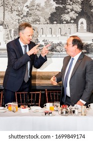 NEW YORK, NY - NOV 19 2019: Former President Of France, François Hollande, Speaks To Guests At The Links Club, On November 19th, 2019, In New York, NY. (Photo By Kari Bjorn)