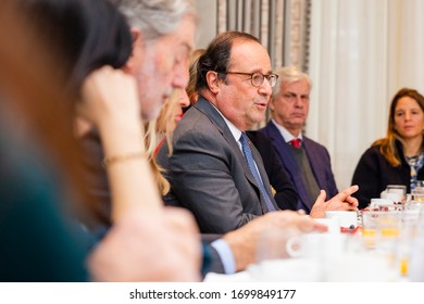 NEW YORK, NY - NOV 19 2019: Former President Of France, François Hollande, Speaks To Guests At The Links Club, On November 19th, 2019, In New York, NY. (Photo By Kari Bjorn)