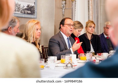 NEW YORK, NY - NOV 19 2019: Former President Of France, François Hollande, Speaks To Guests At The Links Club, On November 19th, 2019, In New York, NY. (Photo By Kari Bjorn)