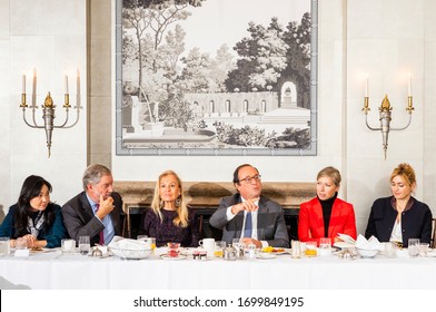 NEW YORK, NY - NOV 19 2019: Former President Of France, François Hollande, Speaks To Guests At The Links Club, On November 19th, 2019, In New York, NY. (Photo By Kari Bjorn)