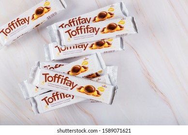 New York NY NOV 29 2019: A Box Of Toffifay Candy On An Brand Of German Company August Storck.