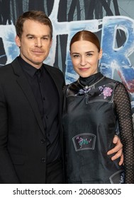 New York, NY - November 1, 2021: Michael C Hall And Morgan Macgregor Attend The World Premiere Of 