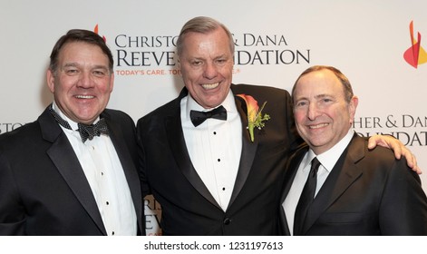 New York, NY - November 15, 2018: Michael Fordyce, Peter Wilderotter And Gary Bettman Attend The Christopher & Dana Reeve Foundation Magical Evening Gala At Sheraton Times Square