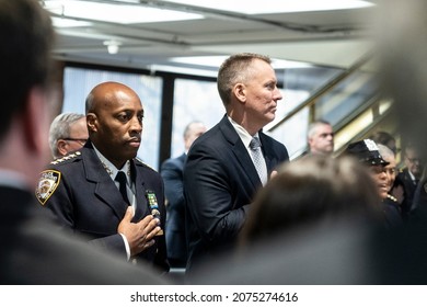 New York, NY - November 15, 2021: Chief Of The Department Rodney Harrison And Police Commissioner Dermot Shea Attend Memorial Ceremony At One Police Plaza