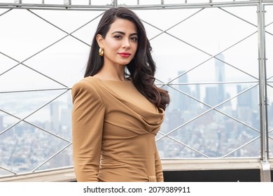New York, NY - November 22, 2021: Amazon Original Series With Love Star Emeraude Toubia Visits Empire State Building Observation Deck