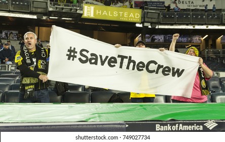 New York, NY - November 5, 2017: Fans Of Columbus Crew Attend MLS Cup Semifinal 2nd Leg Against NYC FC At Yankee Stadium