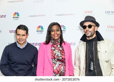 New York, NY - November 8, 2021: President Of MSNBC Rashida Jones (C) Attends Special Screening Of Paper  Glue At MoMA