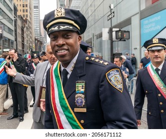 New York, NY - October 11, 2021: NYPD Chief Of Department Rodney Harrison Attends Columbus Day Parade On 5th Avenue