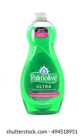 NEW YORK, NY - OCTOBER 1st, 2016: Bottle Of Green Palmolive Ultra Concentrated Dish Soap - Isolated Studio Shot
