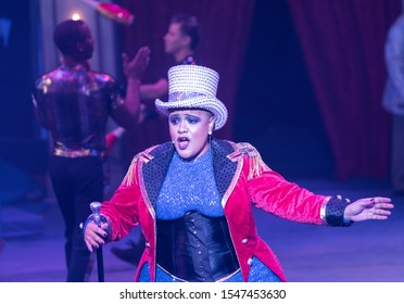 New York, NY - October 31, 2019: Ringmaster Storm Marrero Performs During Halloween Ball At Big Apple Circus At Lincoln Center