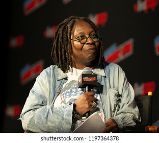 New York, NY - October 6, 2018: Whoopi Goldberg attends Amazon Prime Good Omens panel during New York Comic Con at Hulu Theater at Madison Square Garden