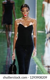 	NEW YORK, NY - SEPTEMBER 07: Model Winnie Harlow walks the runway for Cushnie during New York Fashion Week: The Shows at Gallery I at Spring Studios on September 7, 2018 in New York City.