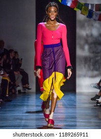 NEW YORK, NY - September 09, 2018: Winnie Harlow walks the runway at the Prabal Gurung Spring Summer 2019 fashion show during New York Fashion Week
