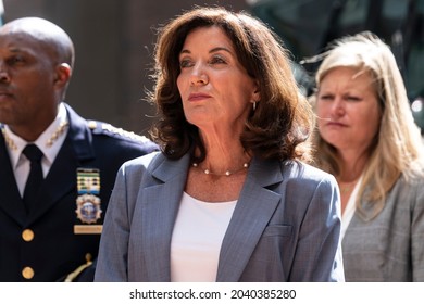 New York, NY - September 10, 2021: Governor Kathy Hochul Attends 911 Security Briefing At One Police Plaza