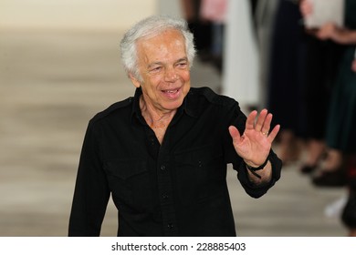 NEW YORK, NY - SEPTEMBER 11: Designer Ralph Lauren greets the audience during Mercedes-Benz Fashion Week Spring 2015 at Skylight Clarkson Sq on September 11, 2014 in New York City.