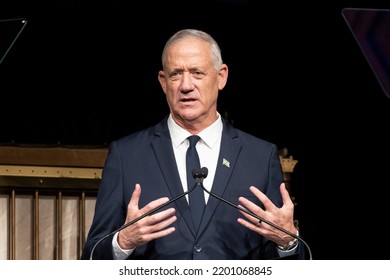 New York, NY - September 12, 2022: Israeli Minister Of Defense Benjamin Benny Gantz Speaks During Annual Jerusalem Post Conference At Gotham Hall