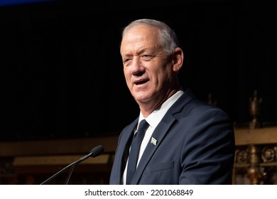 New York, NY - September 12, 2022: Israeli Minister Of Defense Benjamin Benny Gantz Speaks During Annual Jerusalem Post Conference At Gotham Hall