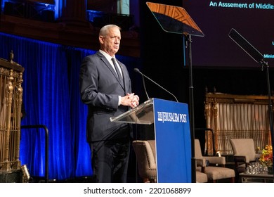 New York, NY - September 12, 2022: Israeli Minister Of Defense Benjamin Benny Gantz Speaks During Annual Jerusalem Post Conference At Gotham Hall