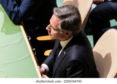 New York, NY - September 21, 2022: Antony Blinken, US Secretary Of State Attends 77th General Assembly Of The United Nations At UN Headquarters