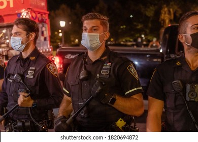 NEW YORK, NY - SEPTEMBER 23: NYPD Police Officers chased a person who got away from them with help from protestors on September 23, 2020 in New York City.
