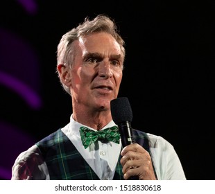 New York, NY - September 28, 2019: Bill Nye Speaks On Stage During 2019 Global Citizen Festival At Central Park
