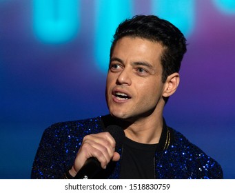 New York, NY - September 28, 2019: Rami Malek Speaks On Stage During 2019 Global Citizen Festival At Central Park